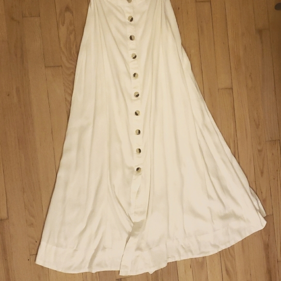 Free People Button Up String Of Hearts White Maxi Dress Size Medium - Picture 7 of 14